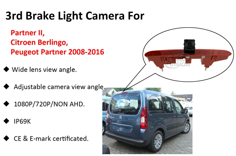 1080p brake light reverse camera for citroen berlingo